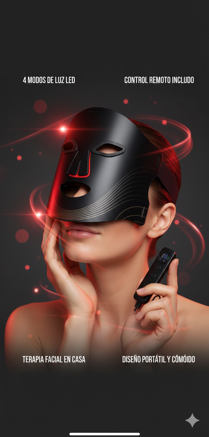 Red Light Therapy for Face, 4 Modes Led Face Mask Light Therapy with Remote, Portable Light Therapy Mask for Skin Care at Home, Travel (Black)