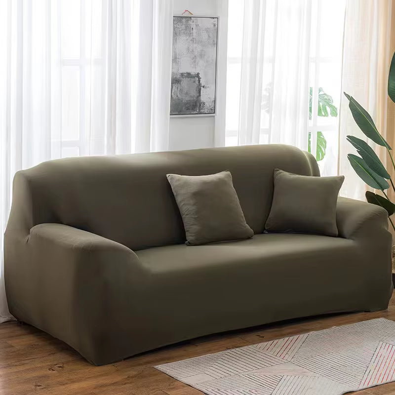 Solid Color Elastic Sofa Covers for Living Room Spandex Sectional Corner Sofa Slipcovers Couch Chair Cover 1/2/3/4 Seater