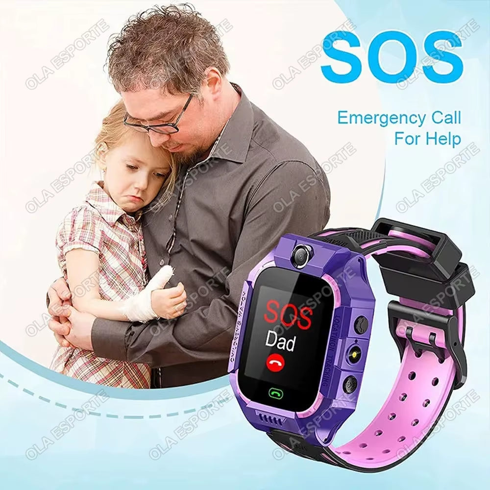 Kids Smart Watch Video Calling Voice Chat GPS SOS Location Calling Back Monitor Waterproof 8 Puzzle Games Silent Mode Smartwatch