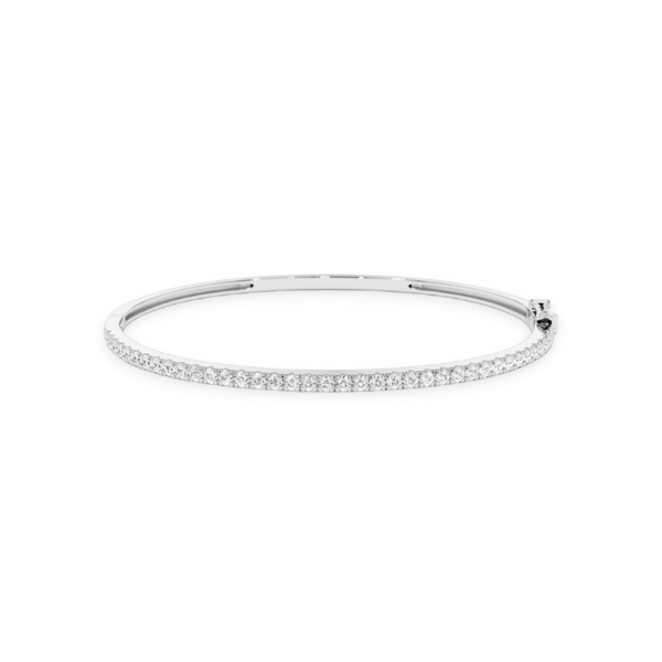 14K Solid Gold 1 Row Diamond Bangle
