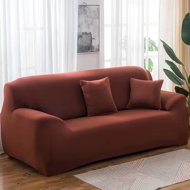Solid Color Elastic Sofa Covers for Living Room Spandex Sectional Corner Sofa Slipcovers Couch Chair Cover 1/2/3/4 Seater