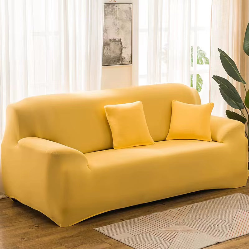 Solid Color Elastic Sofa Covers for Living Room Spandex Sectional Corner Sofa Slipcovers Couch Chair Cover 1/2/3/4 Seater