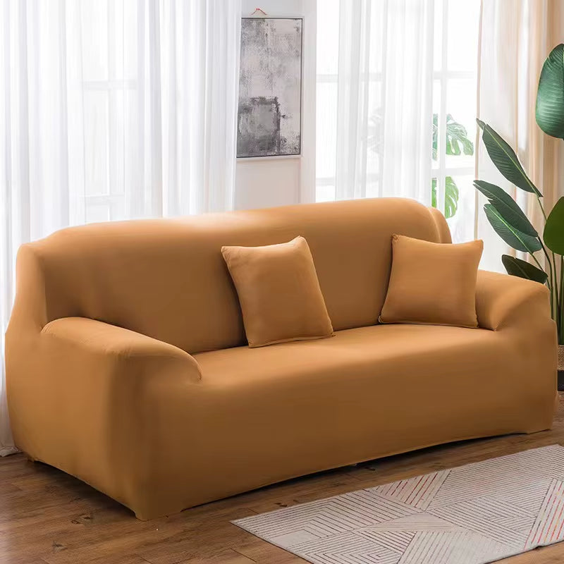 Solid Color Elastic Sofa Covers for Living Room Spandex Sectional Corner Sofa Slipcovers Couch Chair Cover 1/2/3/4 Seater