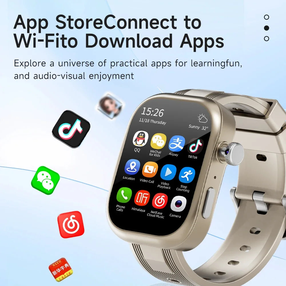 New 4G SIM Card Kids Smartwatch 1050Mah Battery GPS Student Smart Watch Phone 1GB+16GB Wifi Vedio Call Watches for Children 2026