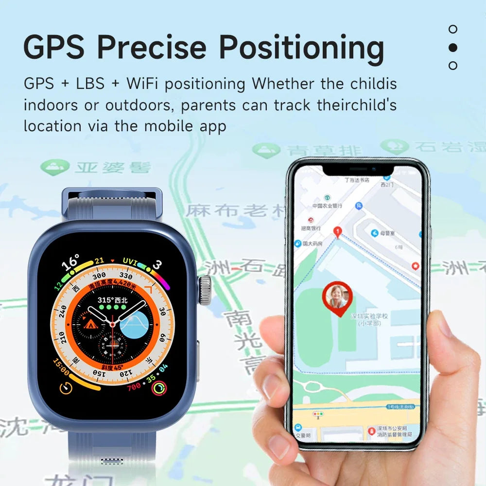 New 4G SIM Card Kids Smartwatch 1050Mah Battery GPS Student Smart Watch Phone 1GB+16GB Wifi Vedio Call Watches for Children 2026