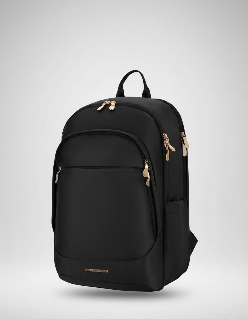 Travel Backpack for Women, 15.6 Inch Laptop Backpack with USB Charging Hole, Water Resistant College Bookbag, Large Capacity Black Computer Backpacks for Work, Black