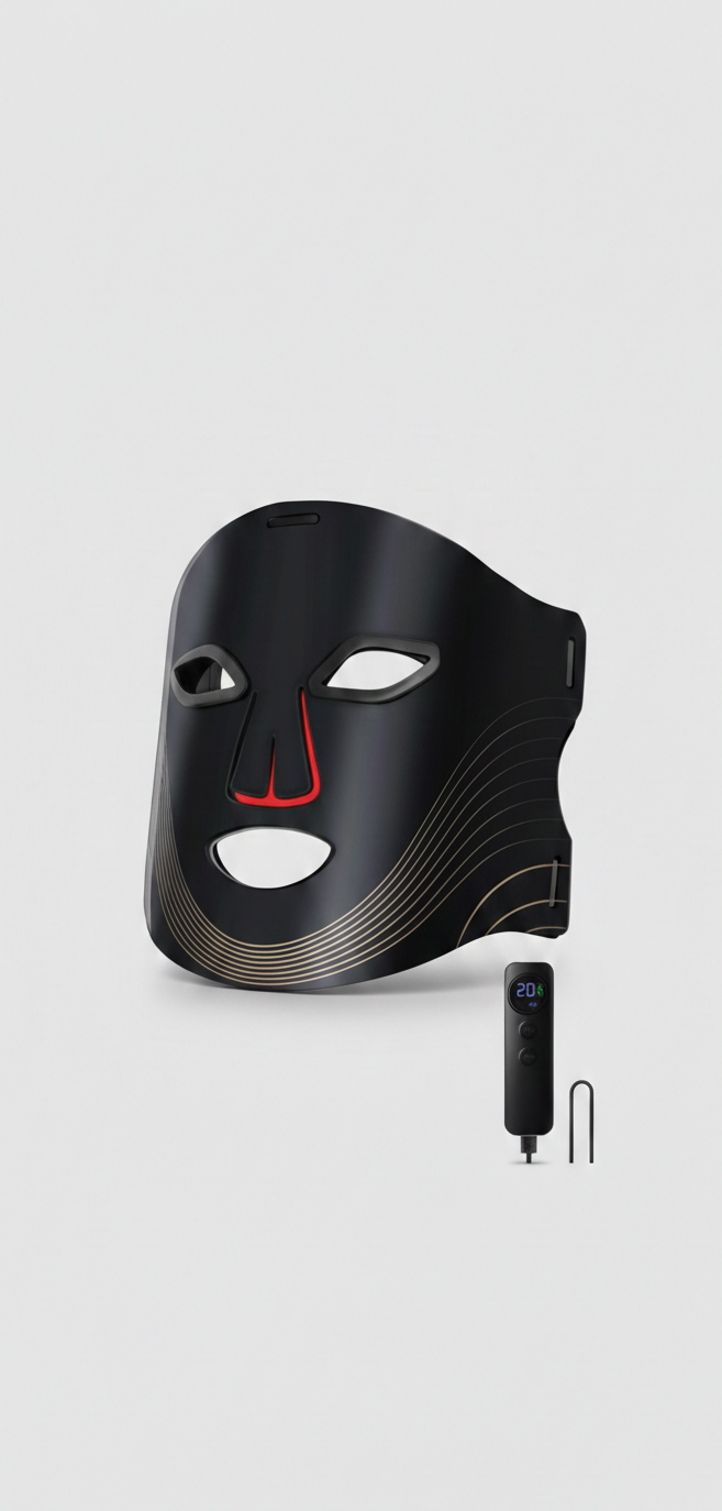 Red Light Therapy for Face, 4 Modes Led Face Mask Light Therapy with Remote, Portable Light Therapy Mask for Skin Care at Home, Travel (Black)