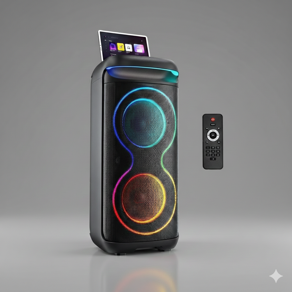 Large Party Speaker, Bluetooth Speaker with Dazzling Rgb Light, Two 6.5'' Subwoofer, T20
